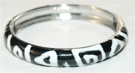 versace black and white enamel and silver bracelet womens